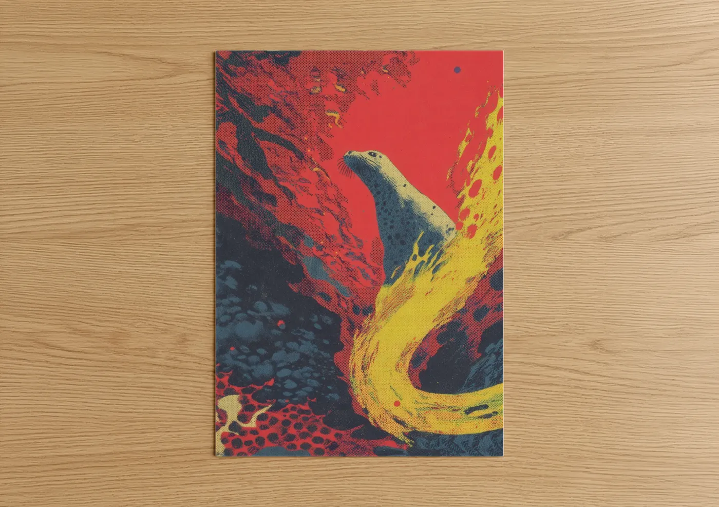 Volcanic Sea Lion Pop Art Illustration Wall Art