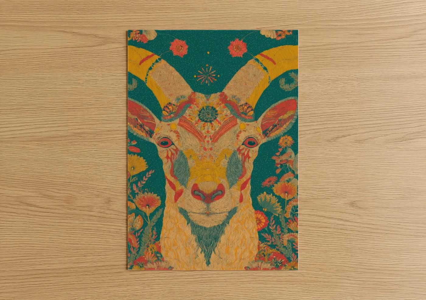 Golden Capricorn Zodiac Art Print Wall Art