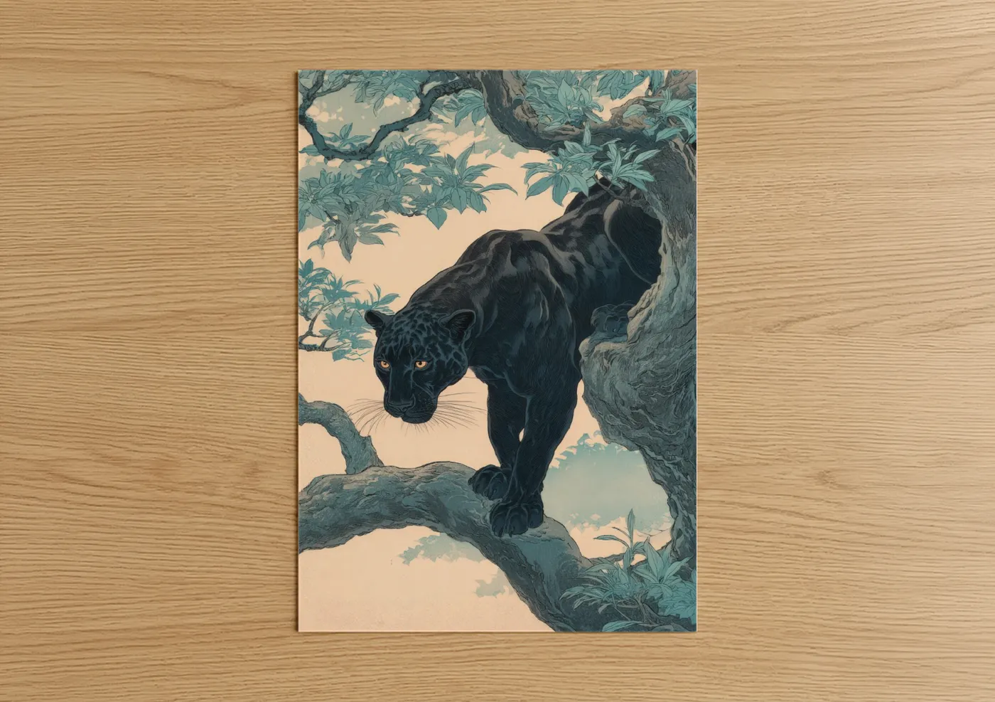Black Panther Tree Branch Wildlife Wall Art