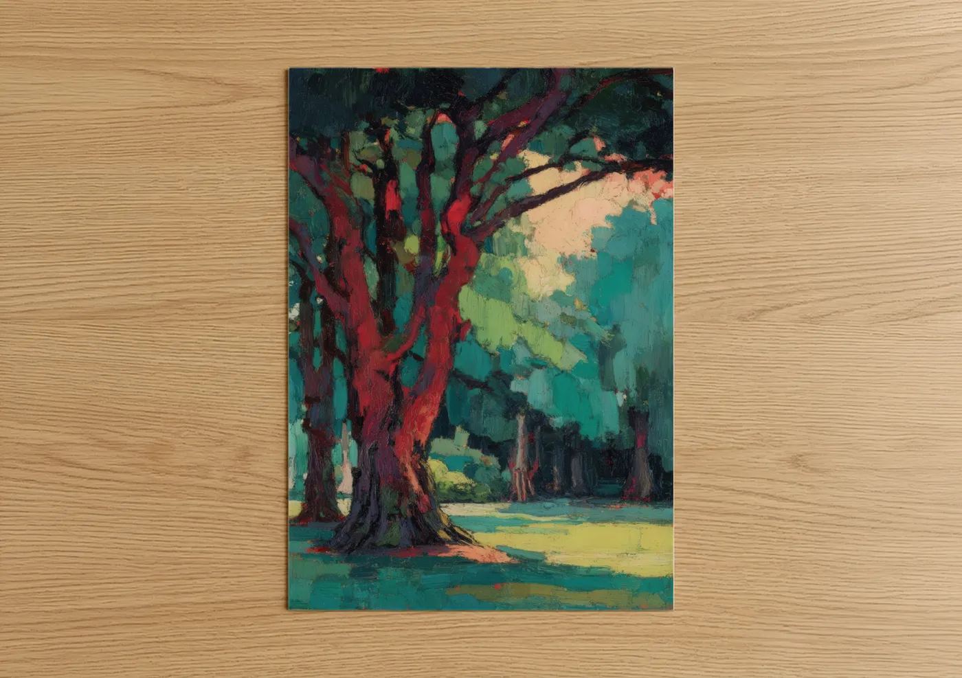 Crimson Banyan Tree Expressionist Wall Art