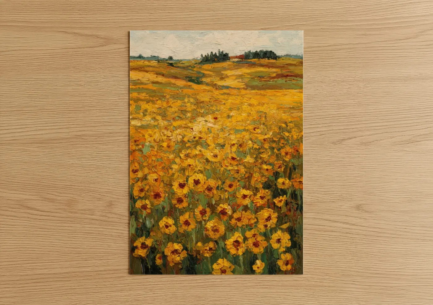 Golden Sunflower Field Impressionist Wall Art