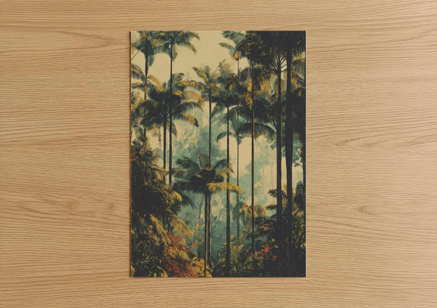 Misty Palm Forest Vintage Botanical Wall Art
