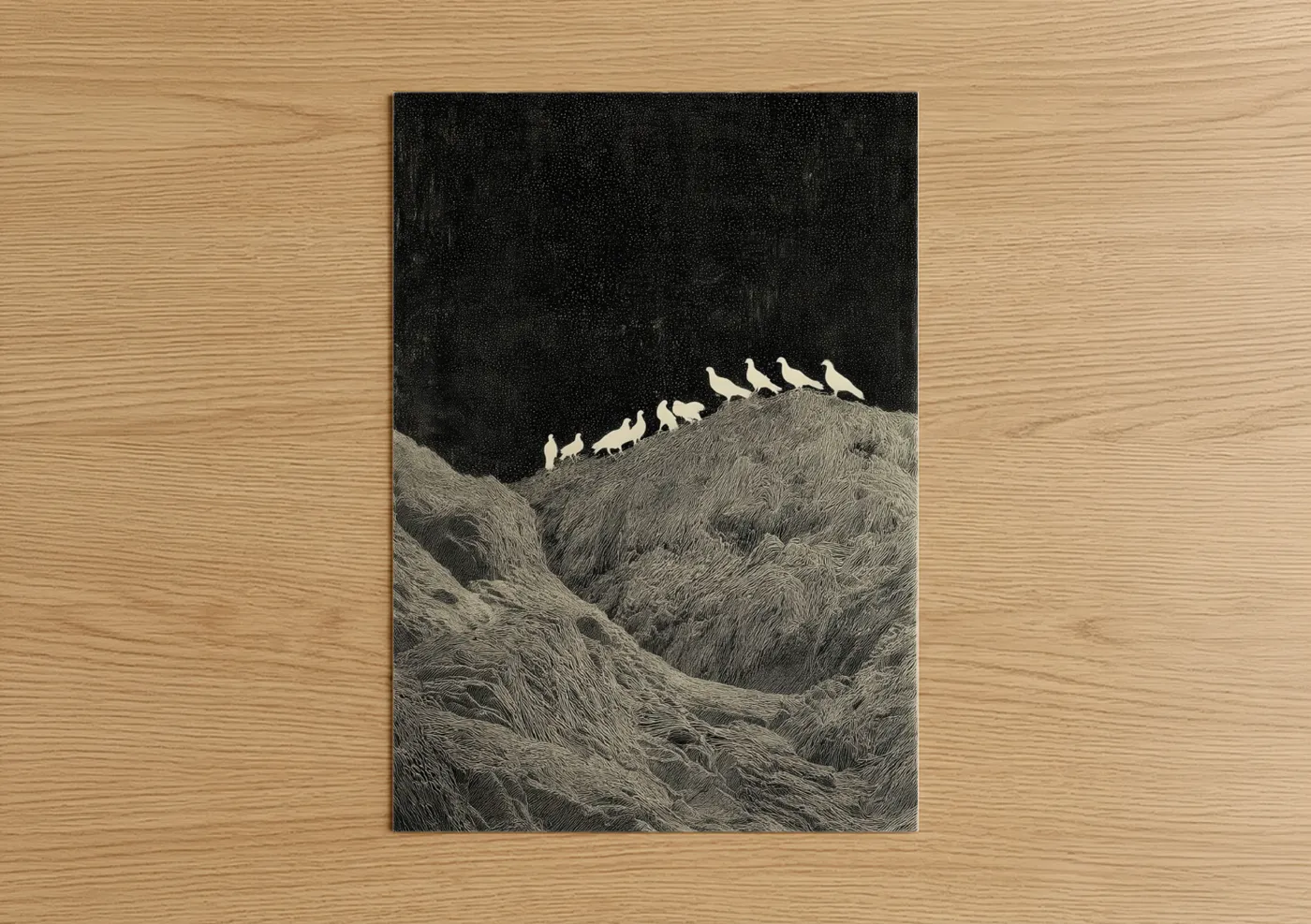 White Doves on Rocky Cliff Wall Art
