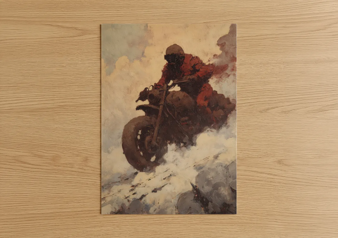 Vintage Motorcycle Winter Action Wall Art