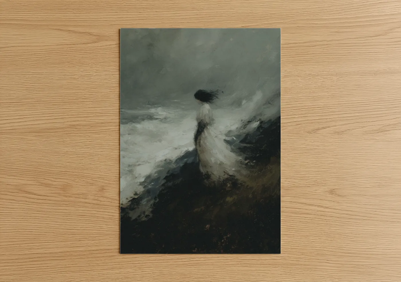 Windswept Ghost Ethereal Figure Painting Wall Art