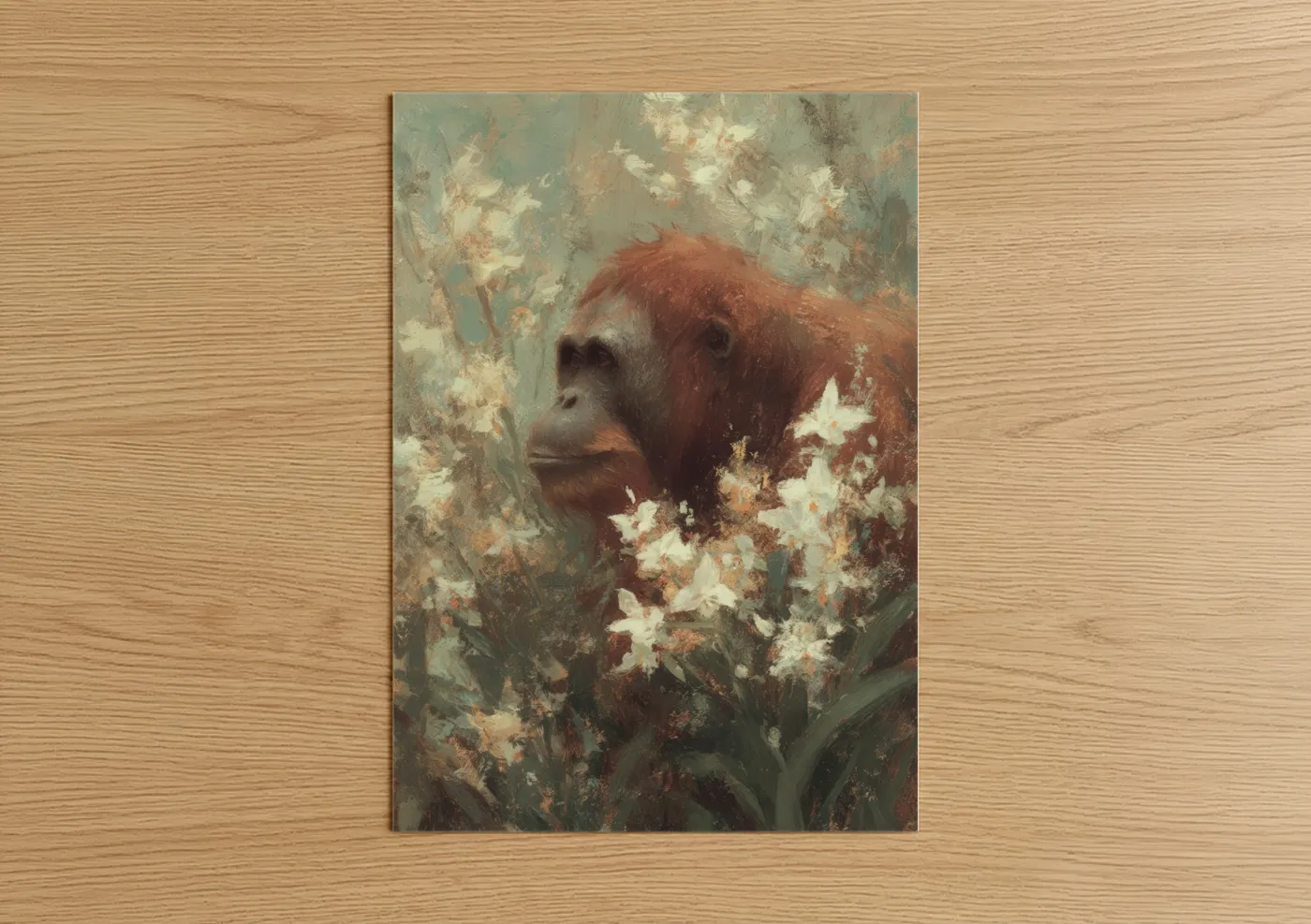 Orangutan Portrait Among Blossoms Wall Art