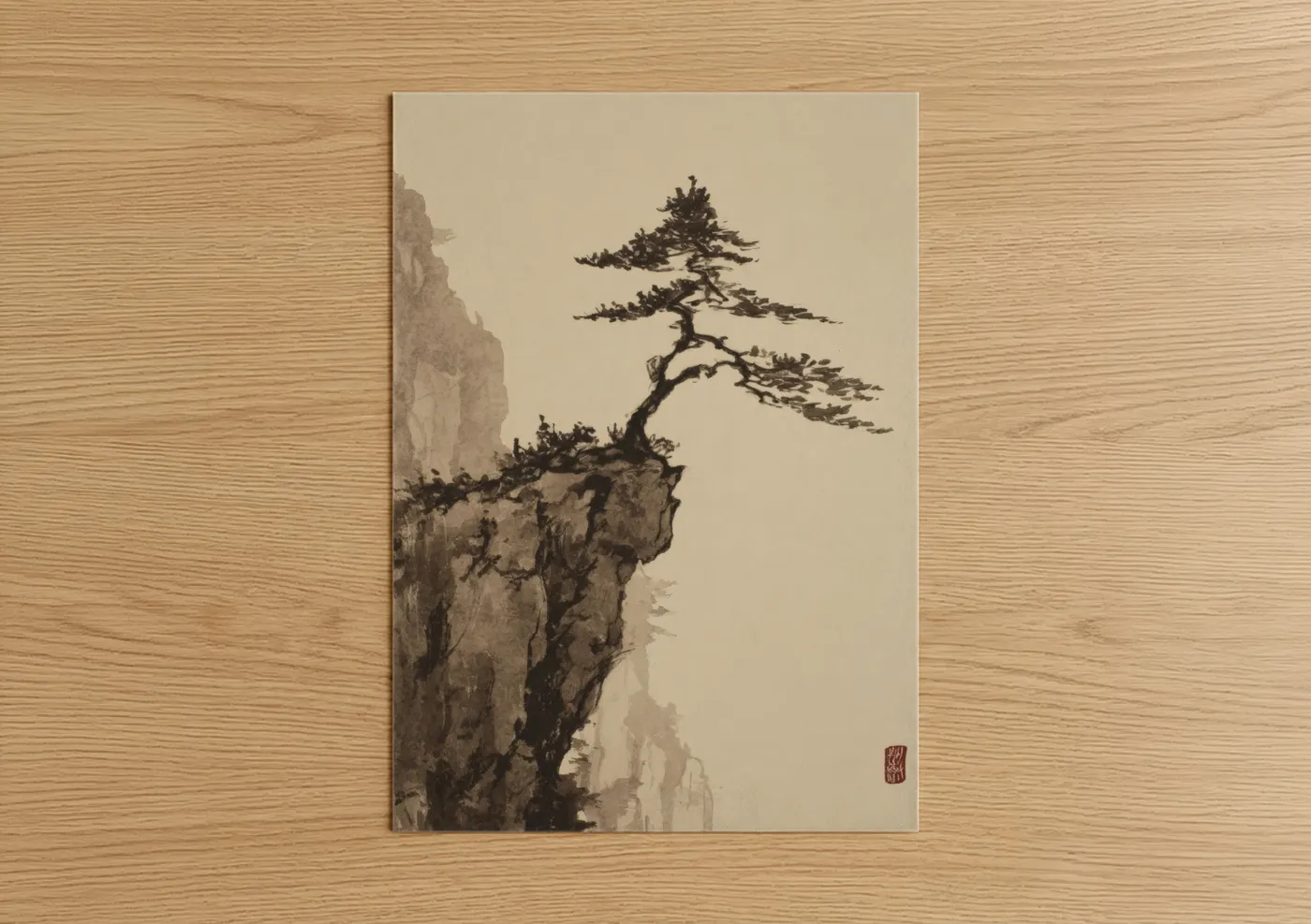 Ancient Bonsai Cliff Landscape Wall Art