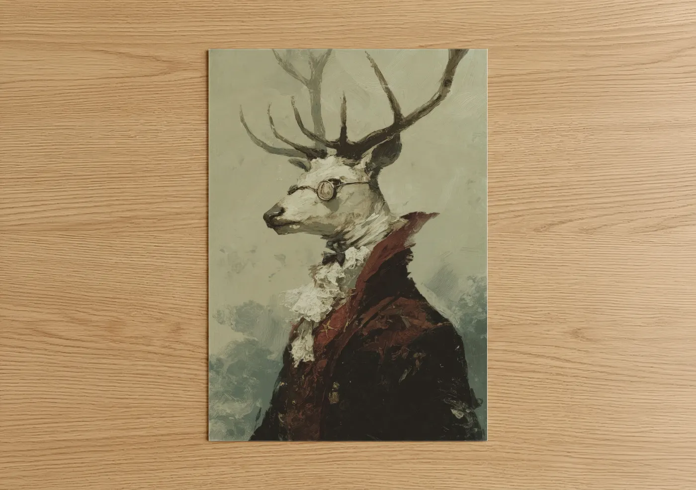 Steampunk Reindeer with Monocle Portrait Wall Art