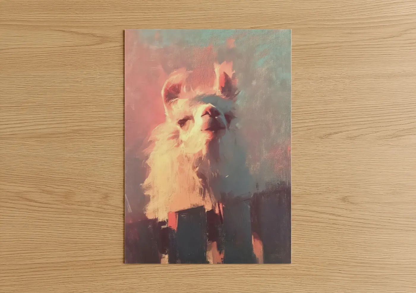 Golden Hour Llama Warm Light Portrait Wall Art