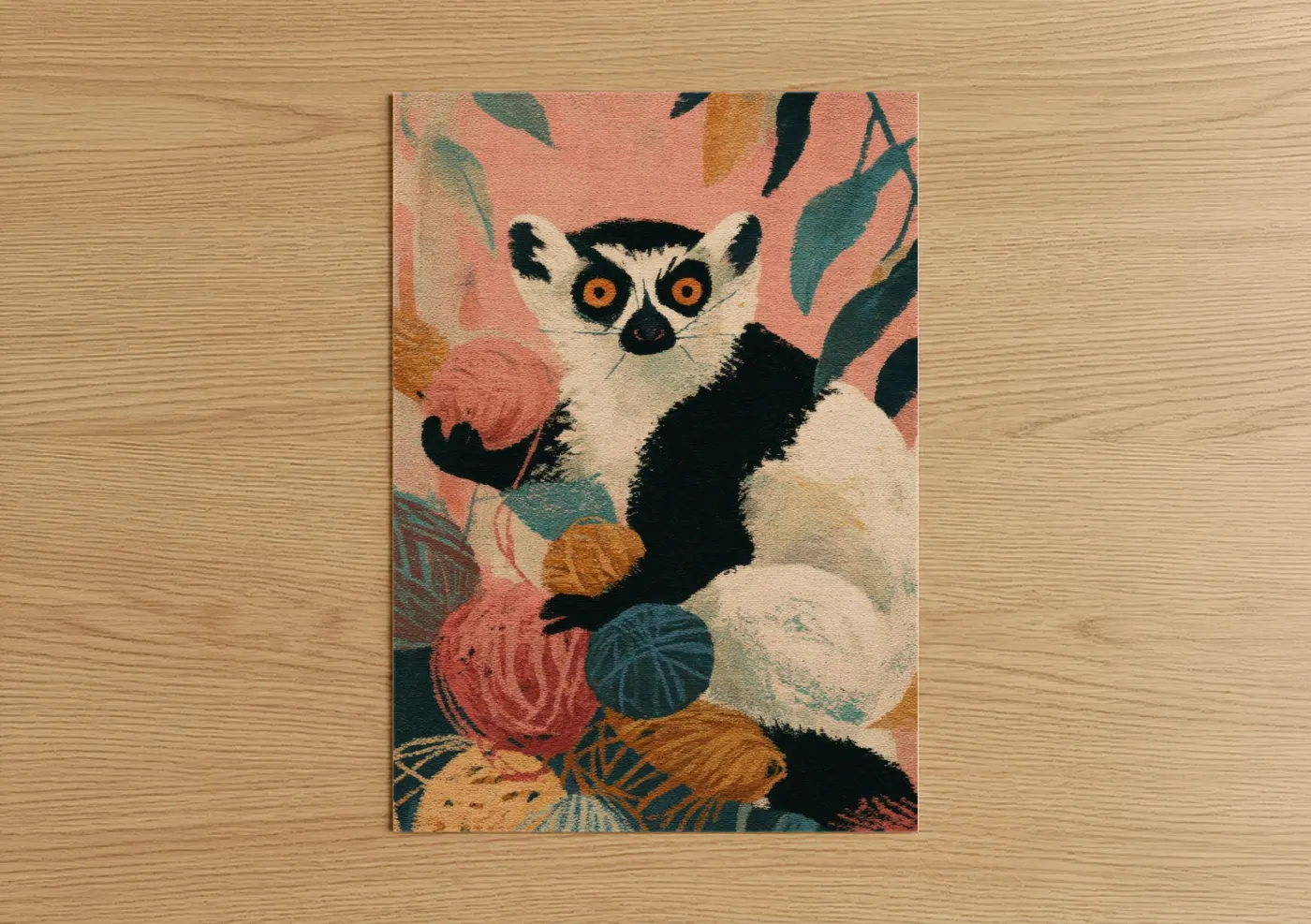 Curious Lemur Tropical Art Print Wall Art