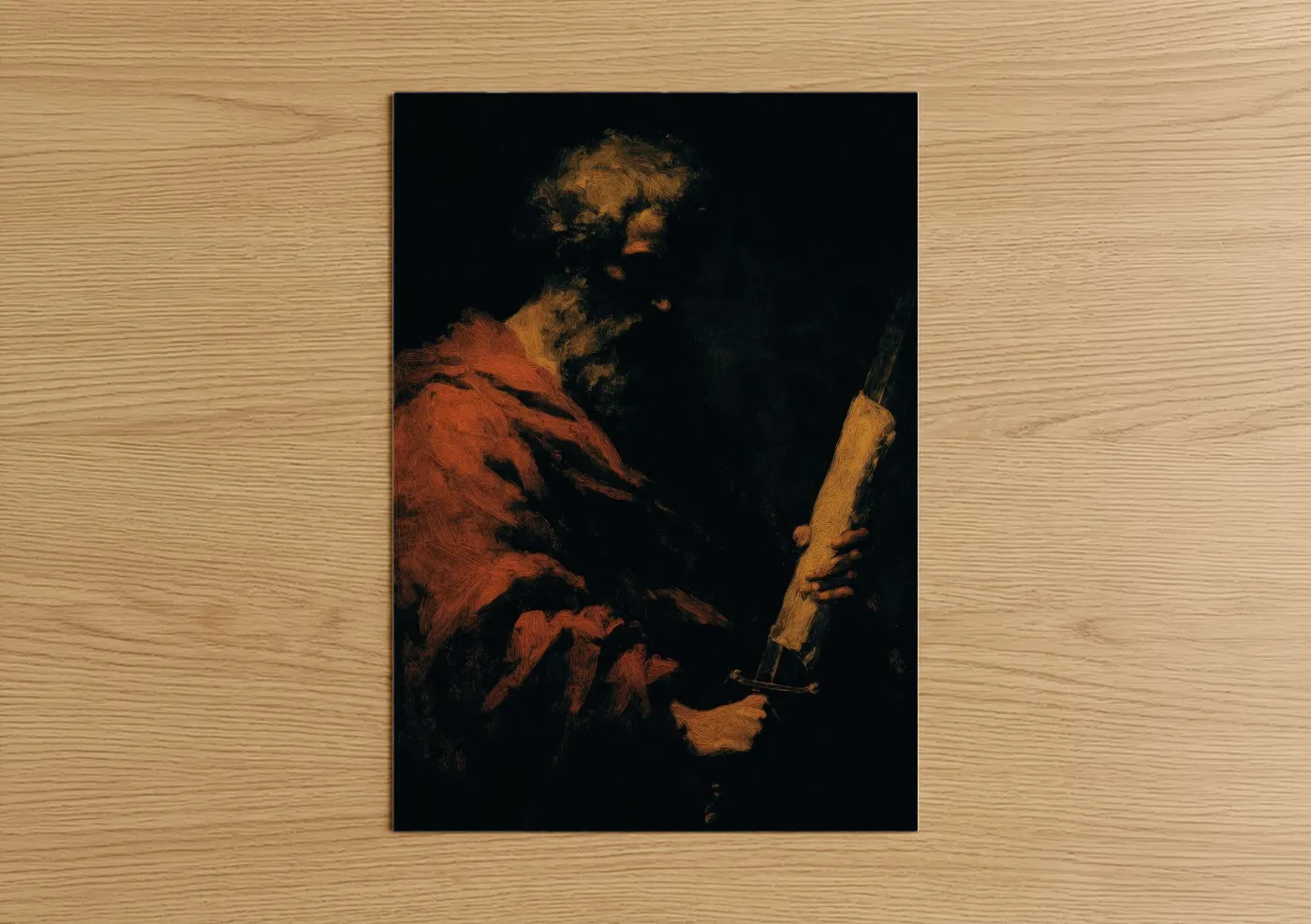 St. paul art print on warm oak wood — gold and black and gold palette — Saint Paul Torchlight poster