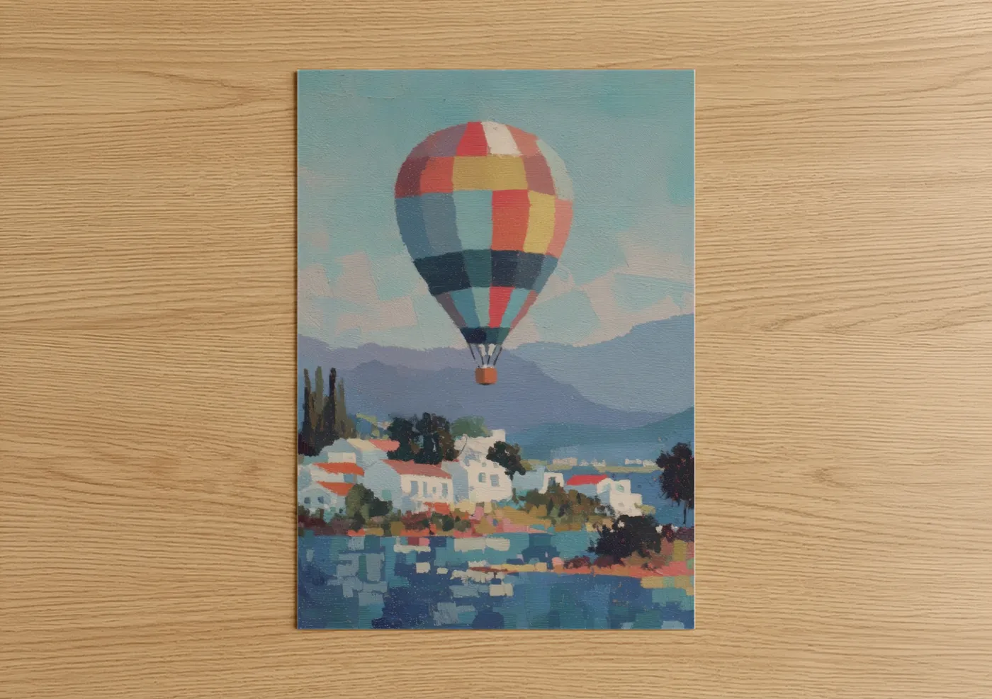 Colorful Hot Air Balloon Mountain Landscape Wall Art