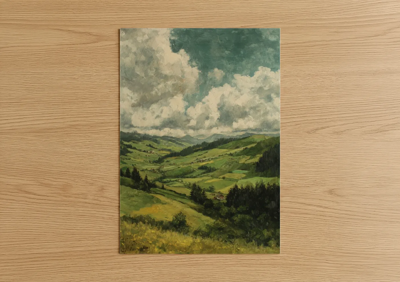 Green Alpine Valley Mountain Landscape Wall Art