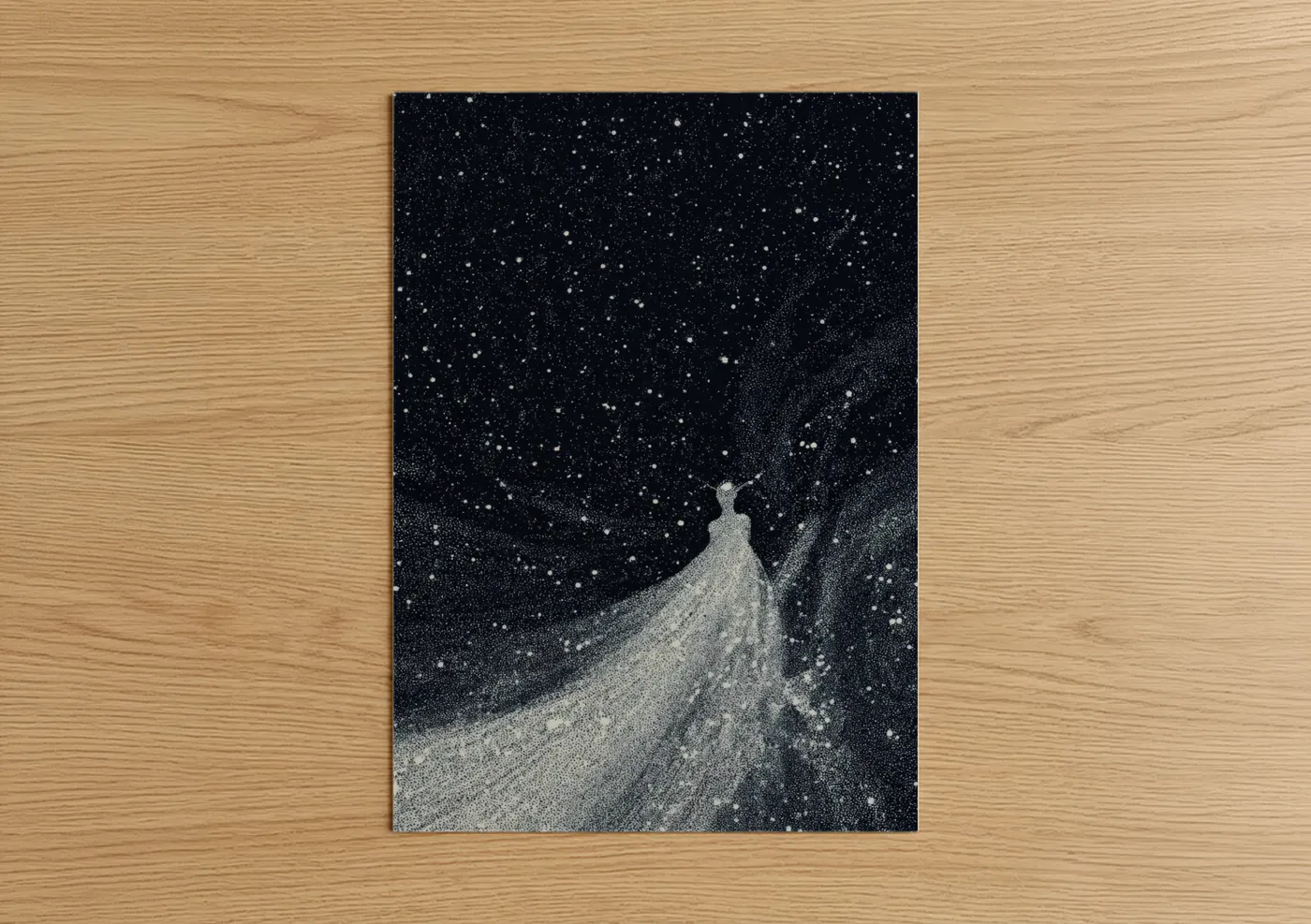 Ethereal Figure Starry Night Sky Wall Art