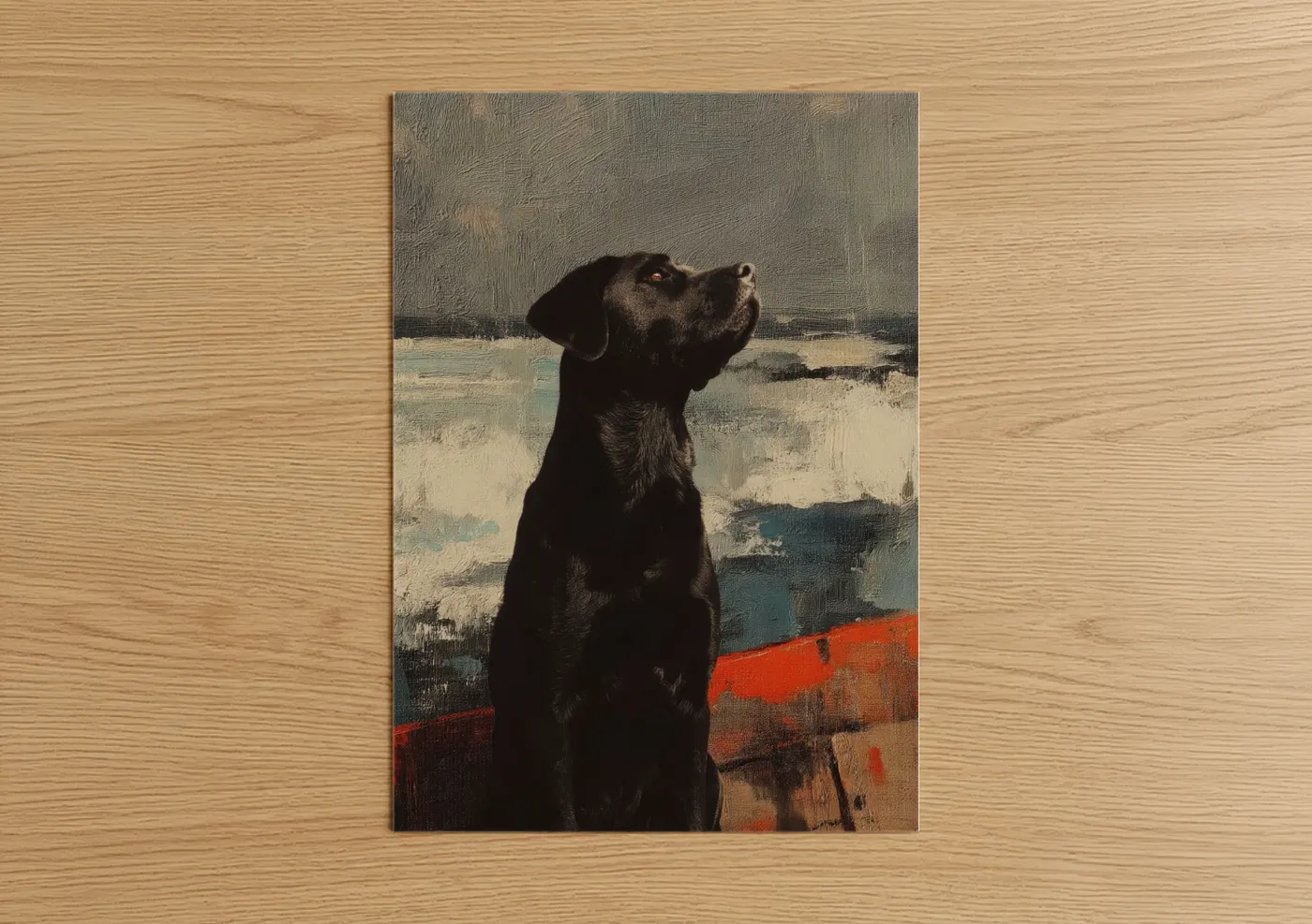 Black Retriever Looking Up Portrait Wall Art