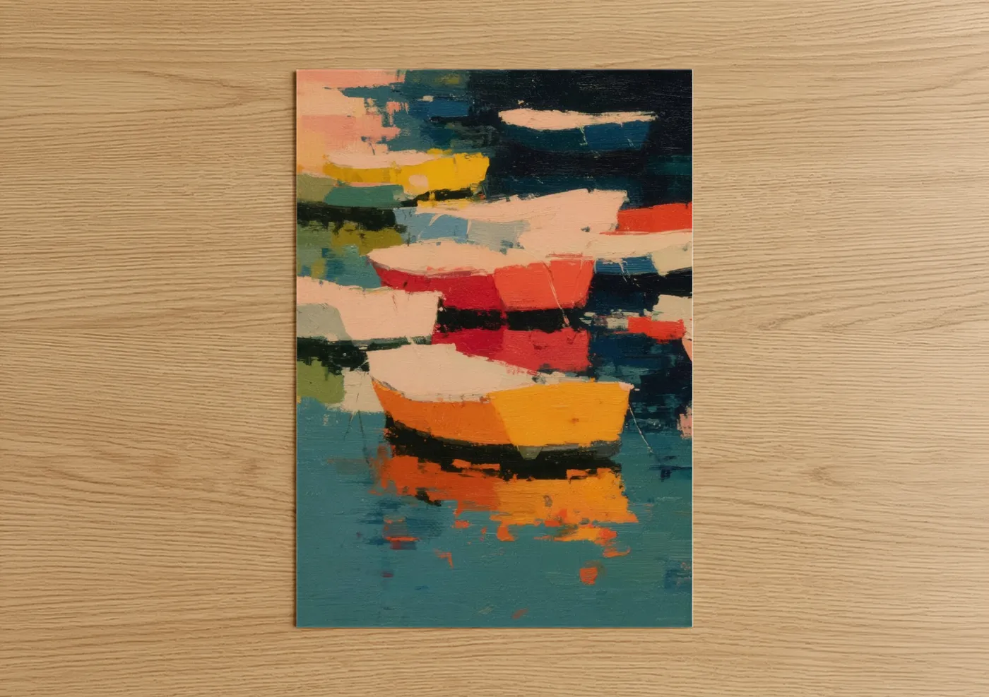 Colorful Sailboats Abstract Art Wall Art