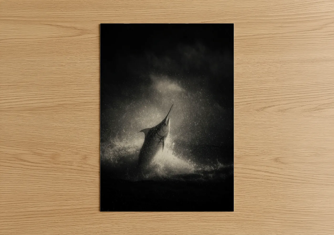 Blue Marlin Jumping Dramatic Water Splash Wall Art