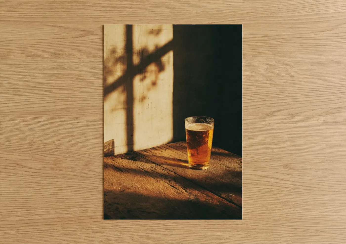 Golden Hour Beer Glass Sunlight Wall Art