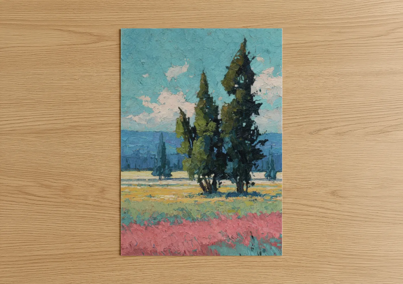 Tuscan Cedar Grove Landscape Painting Wall Art