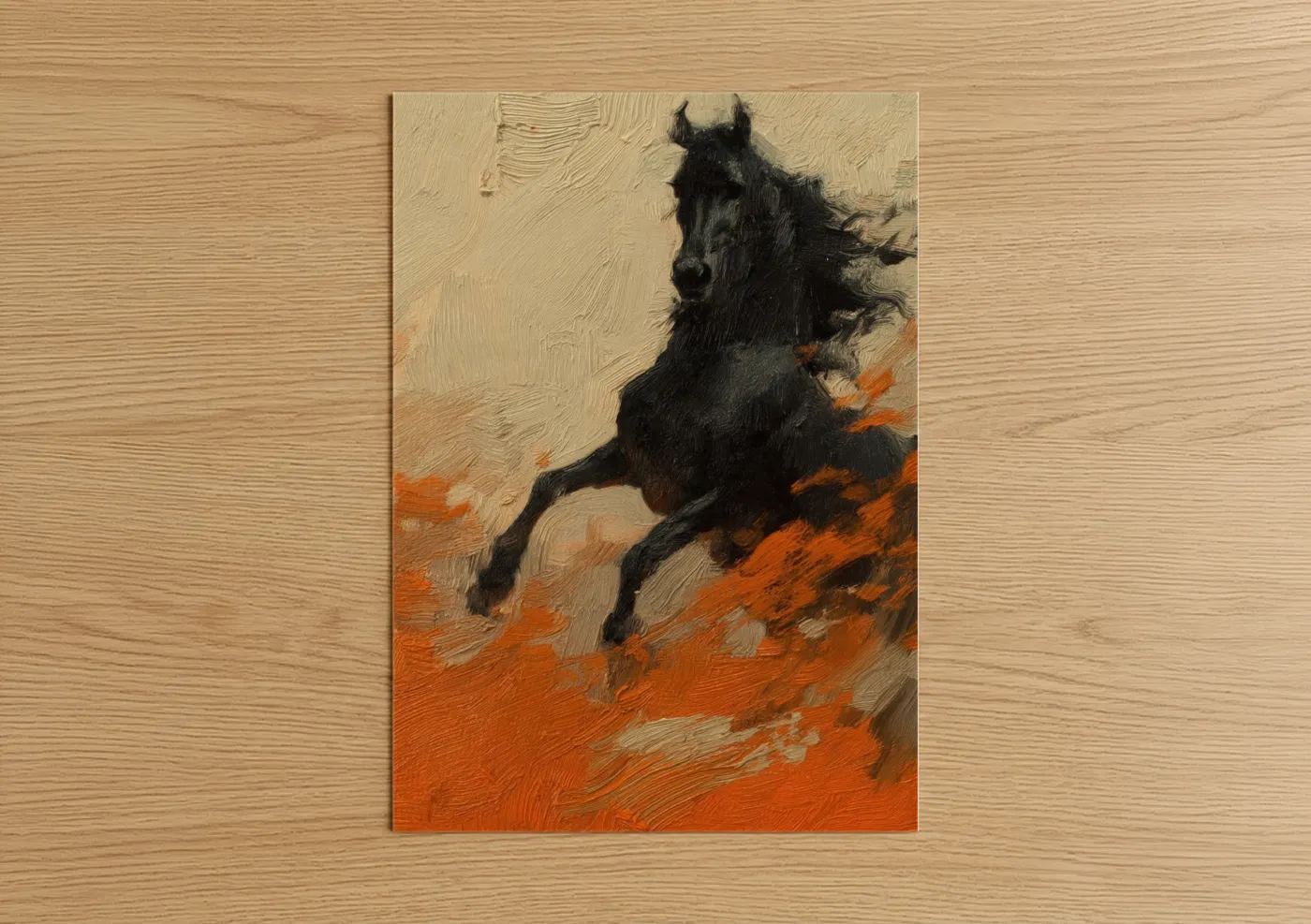 Black Andalusian Horse Desert Motion Wall Art