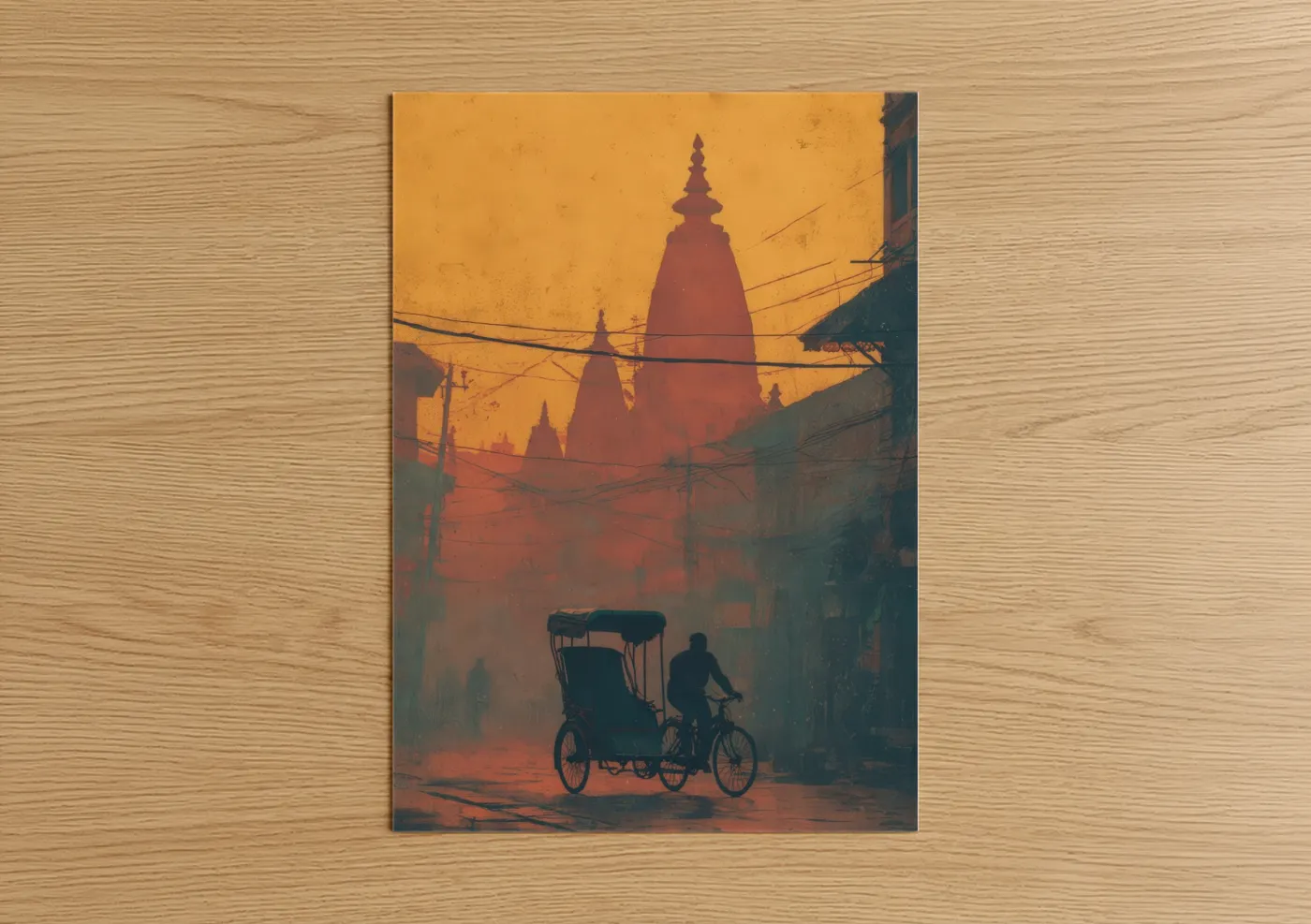 Golden Hour Rickshaw Street Photography Wall Art