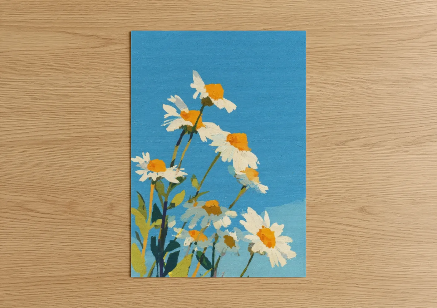 Cheerful Daisy Cluster Blue Sky Wall Art