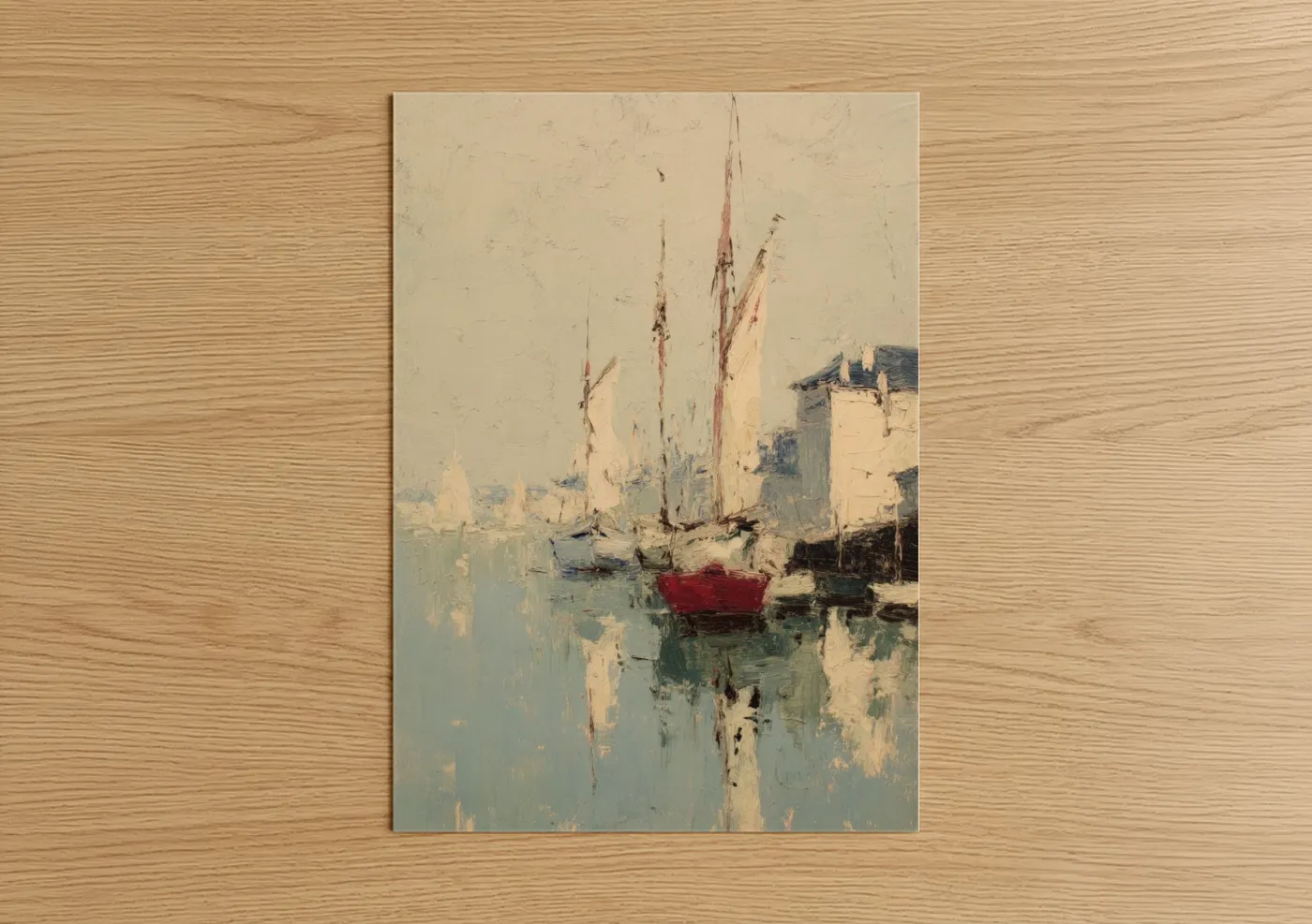 Sailboat Harbor Coastal Watercolor Wall Art