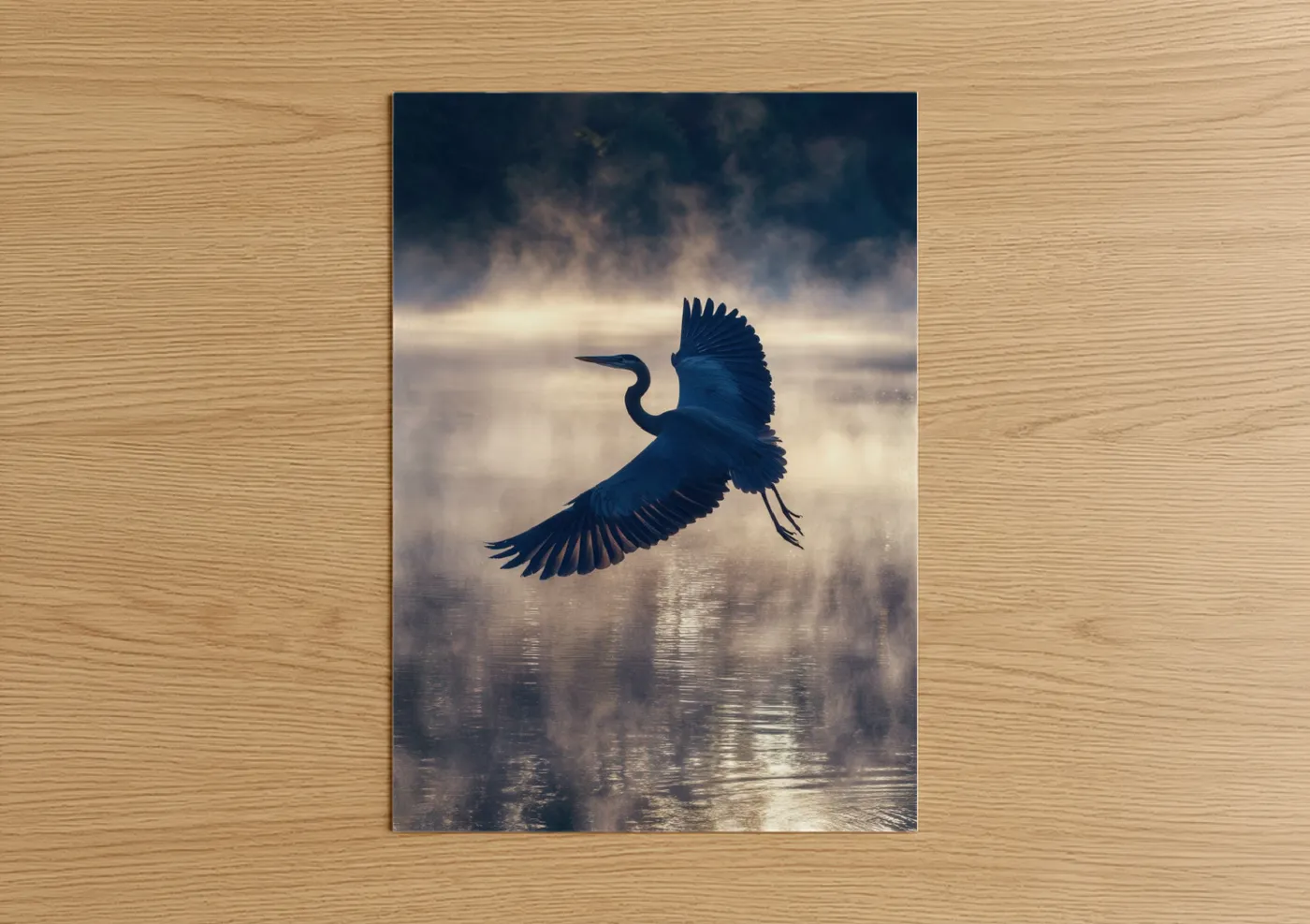 Blue Heron in Mist - Wildlife Art Wall Art
