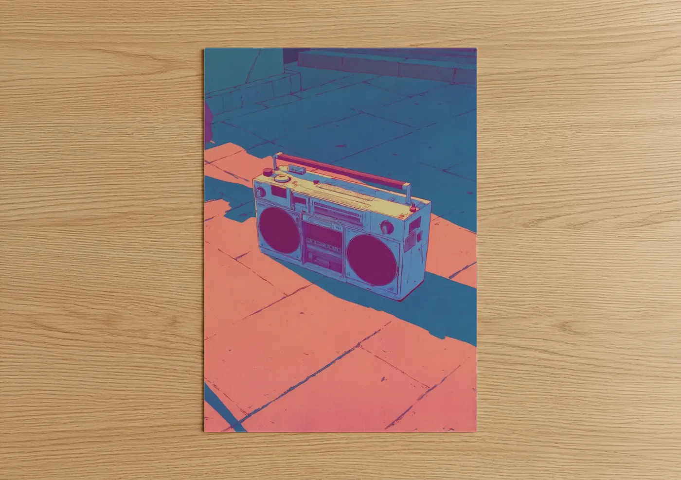 Neon Boombox Y2K Retro Music Wall Art