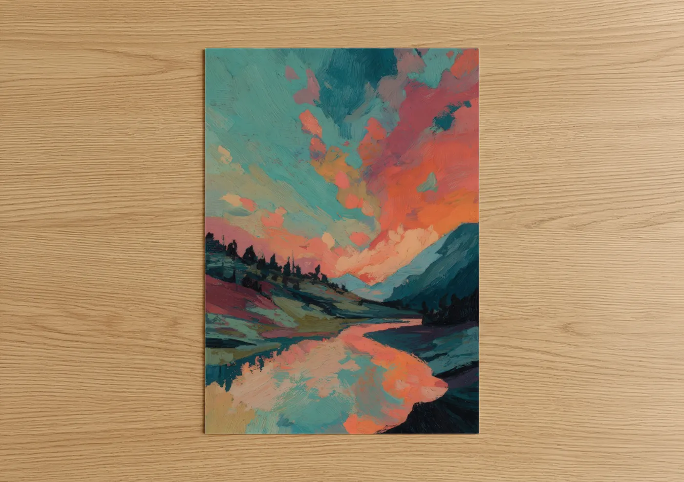 Aurora Mountain Landscape Painting Wall Art