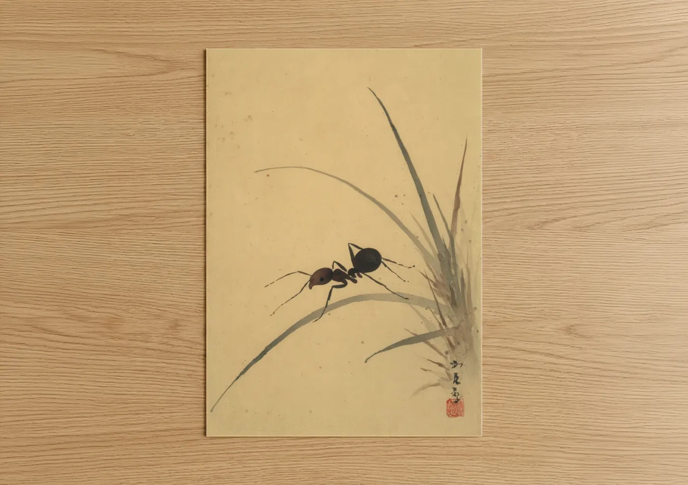 Industrious Ant Grass Blade Nature Wall Art