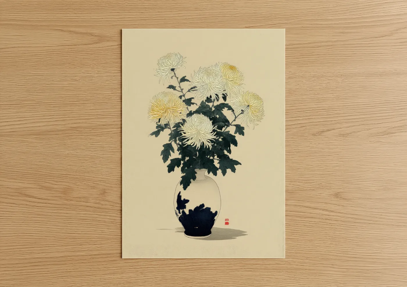 Classic Chrysanthemum Floral Art Print Wall Art