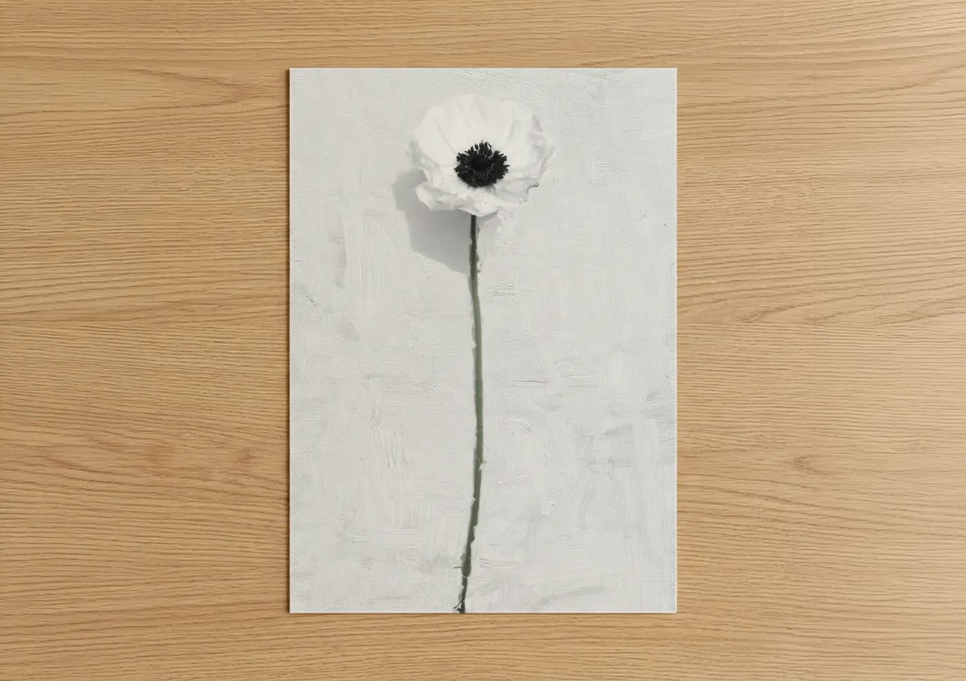 Minimalist White Anemone Flower Wall Art