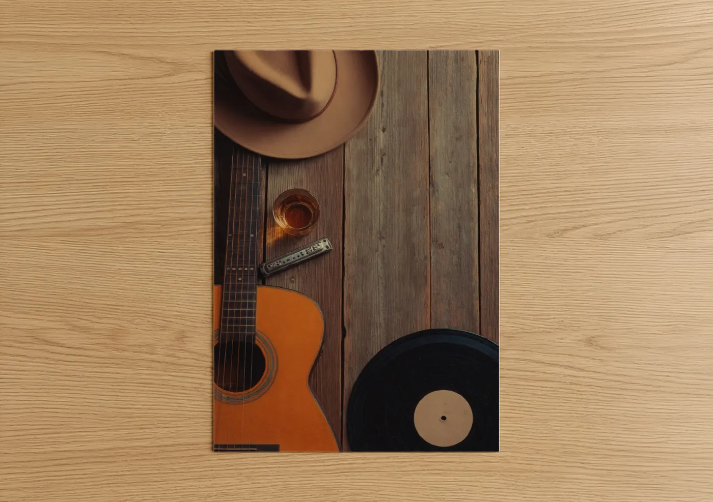 Country Music Vibes Guitar Vinyl Wall Art