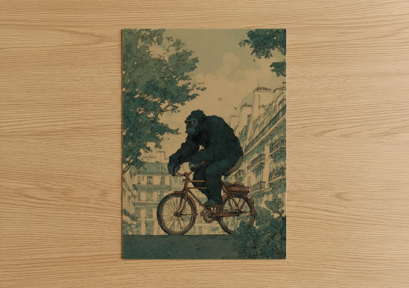 Urban Gorilla Cycling Vintage Wall Art