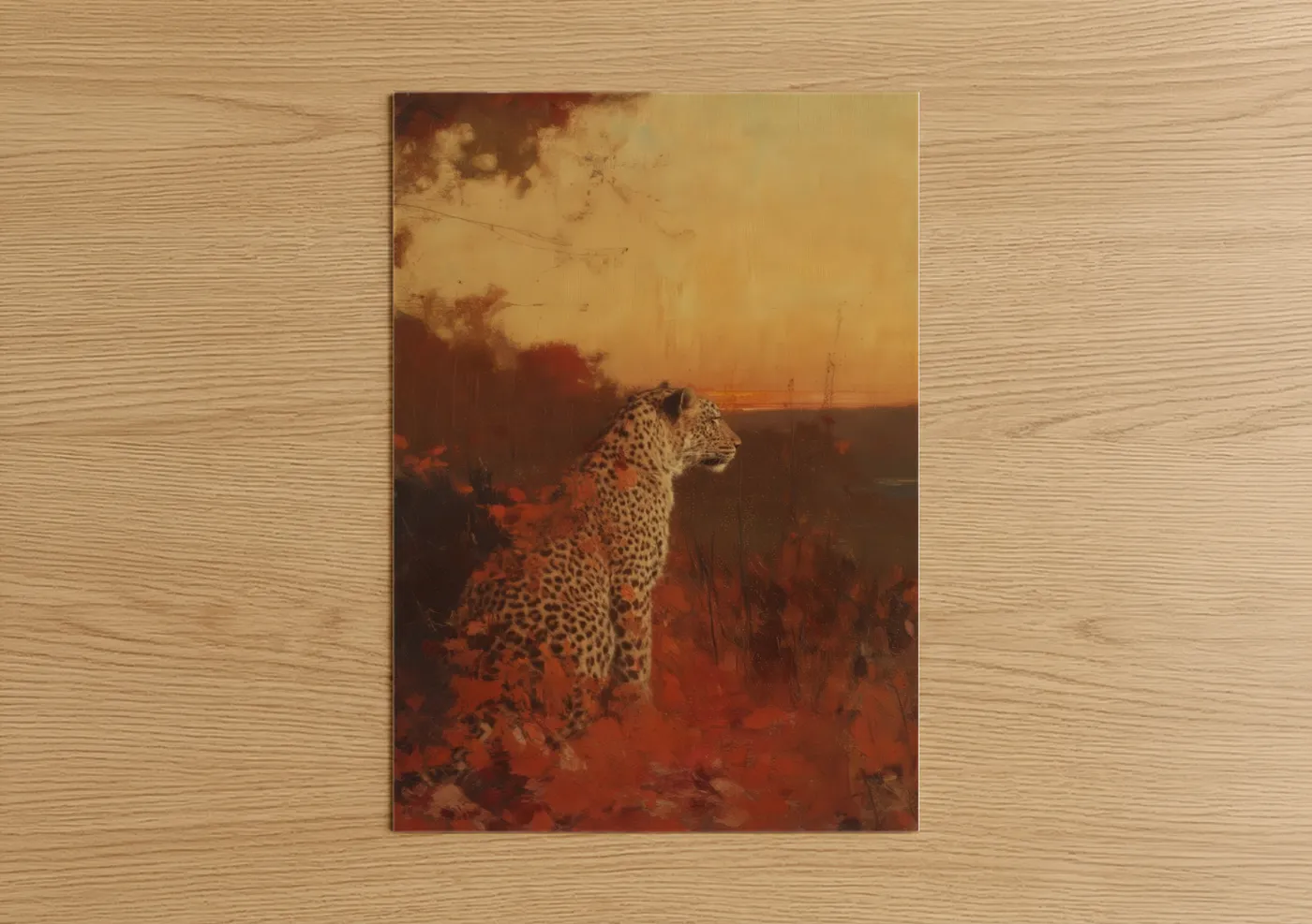 Russet Leopard in Desert Landscape Wall Art