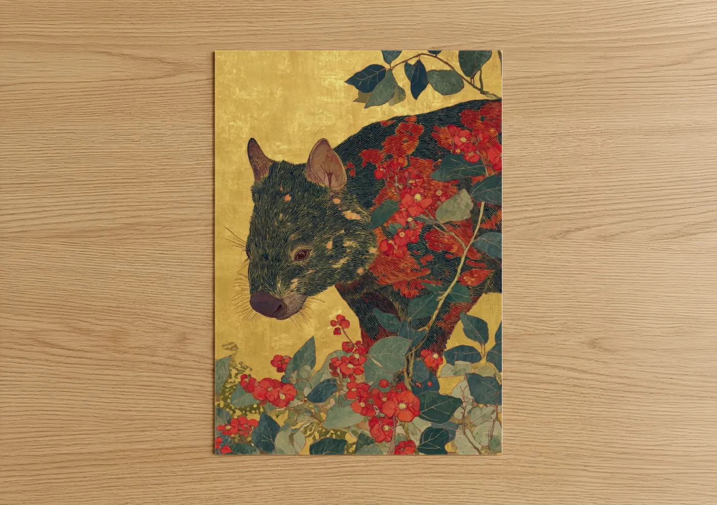 Rowan Wombat Japanese Woodblock Wall Art