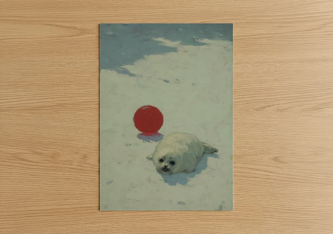 White Seal Pup Beach Sand Illustration Wall Art