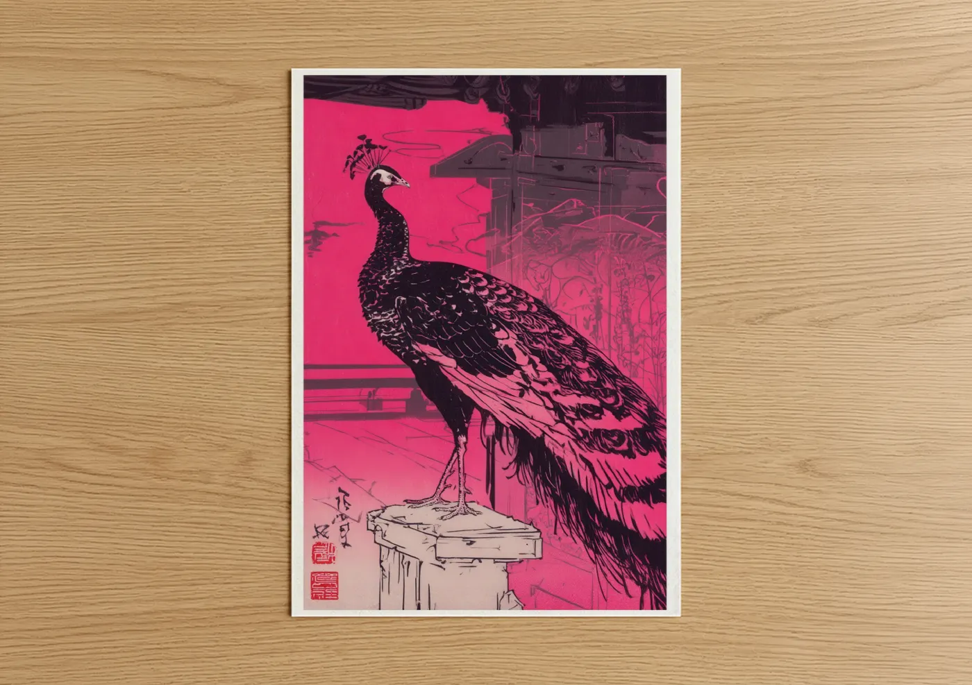 Neon Peacock Modern Pop Wall Art