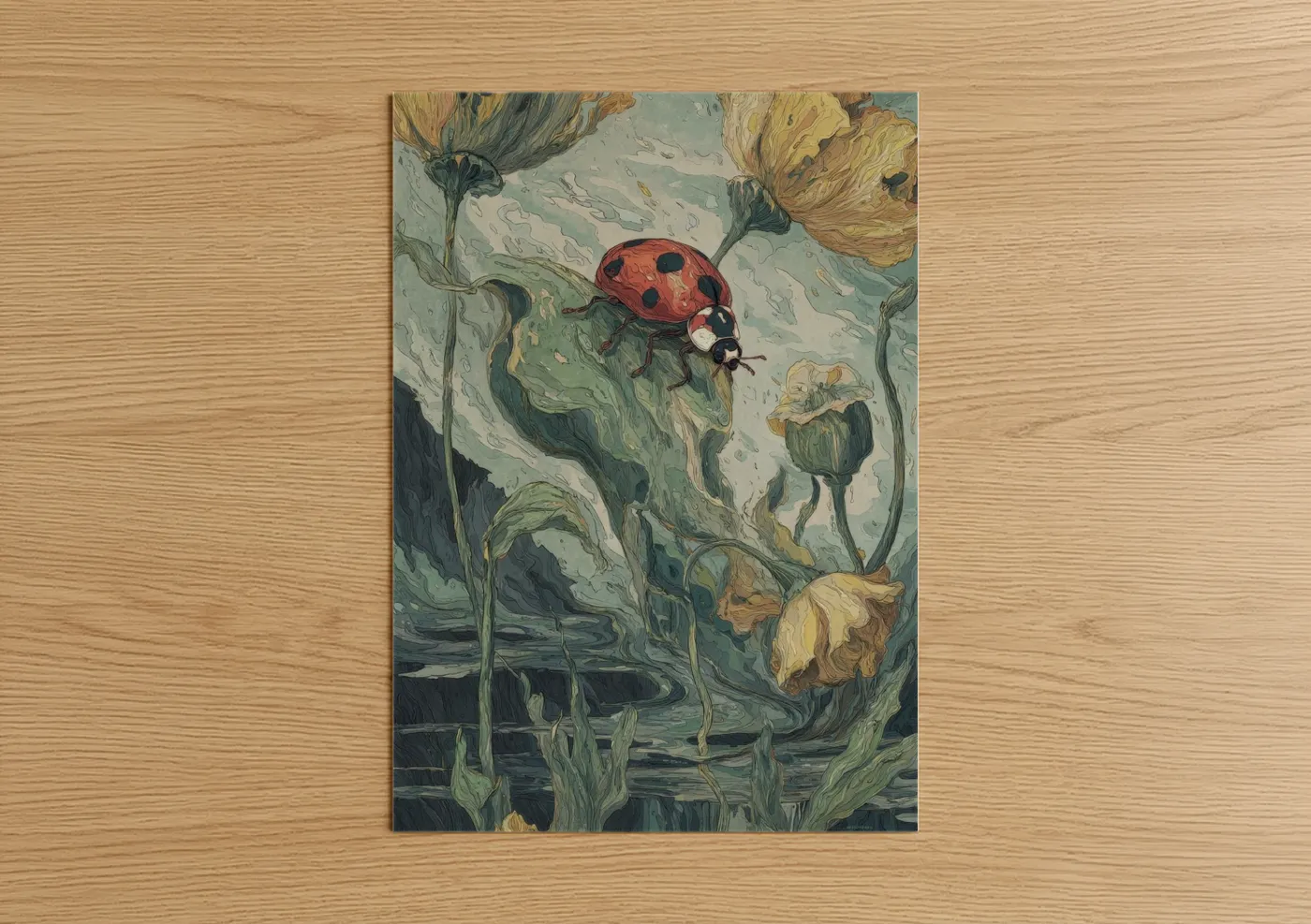 Golden Garden Ladybug Fine Art Wall Art