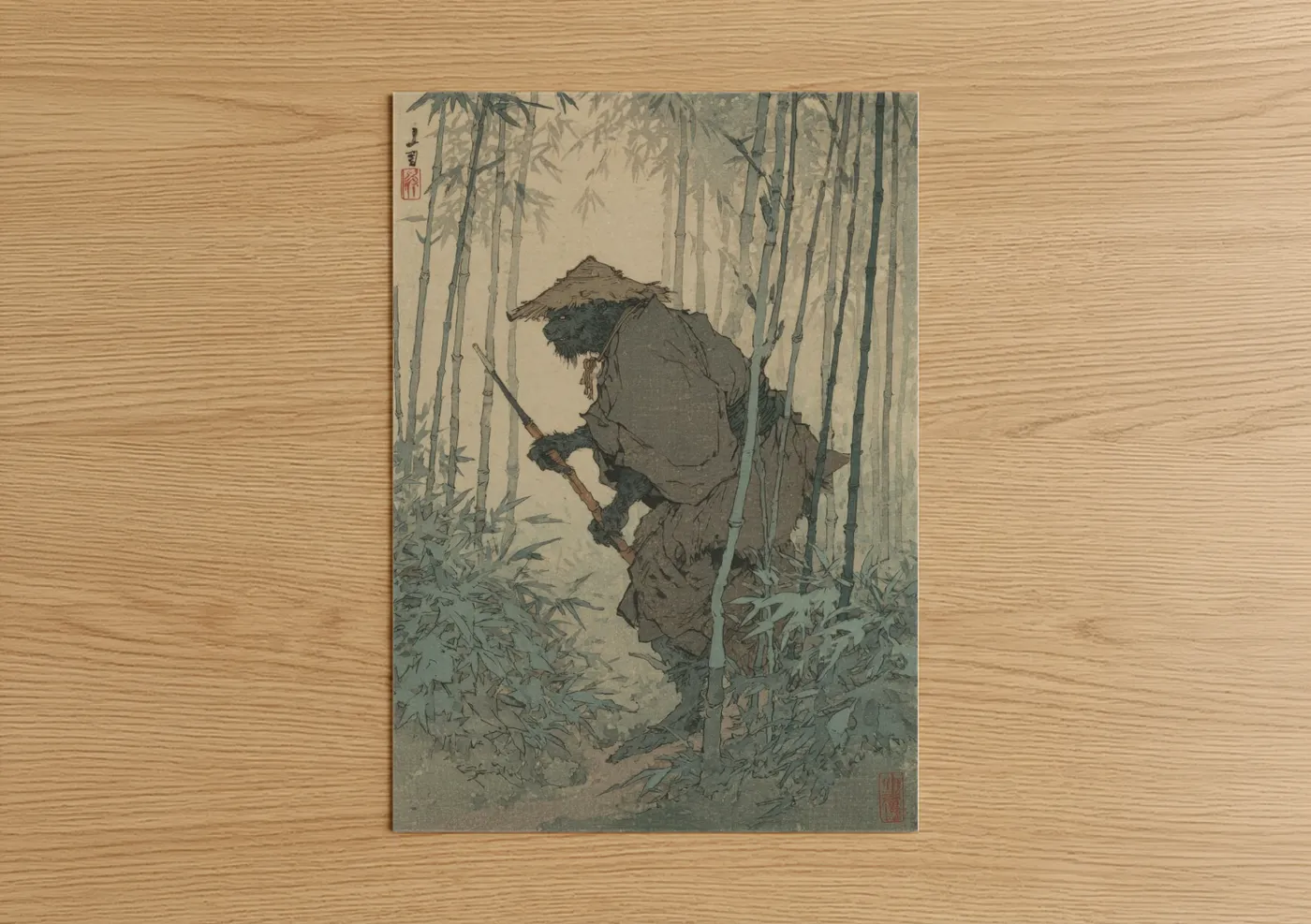 Orc Bamboo Forest Japanese Woodblock Wall Art