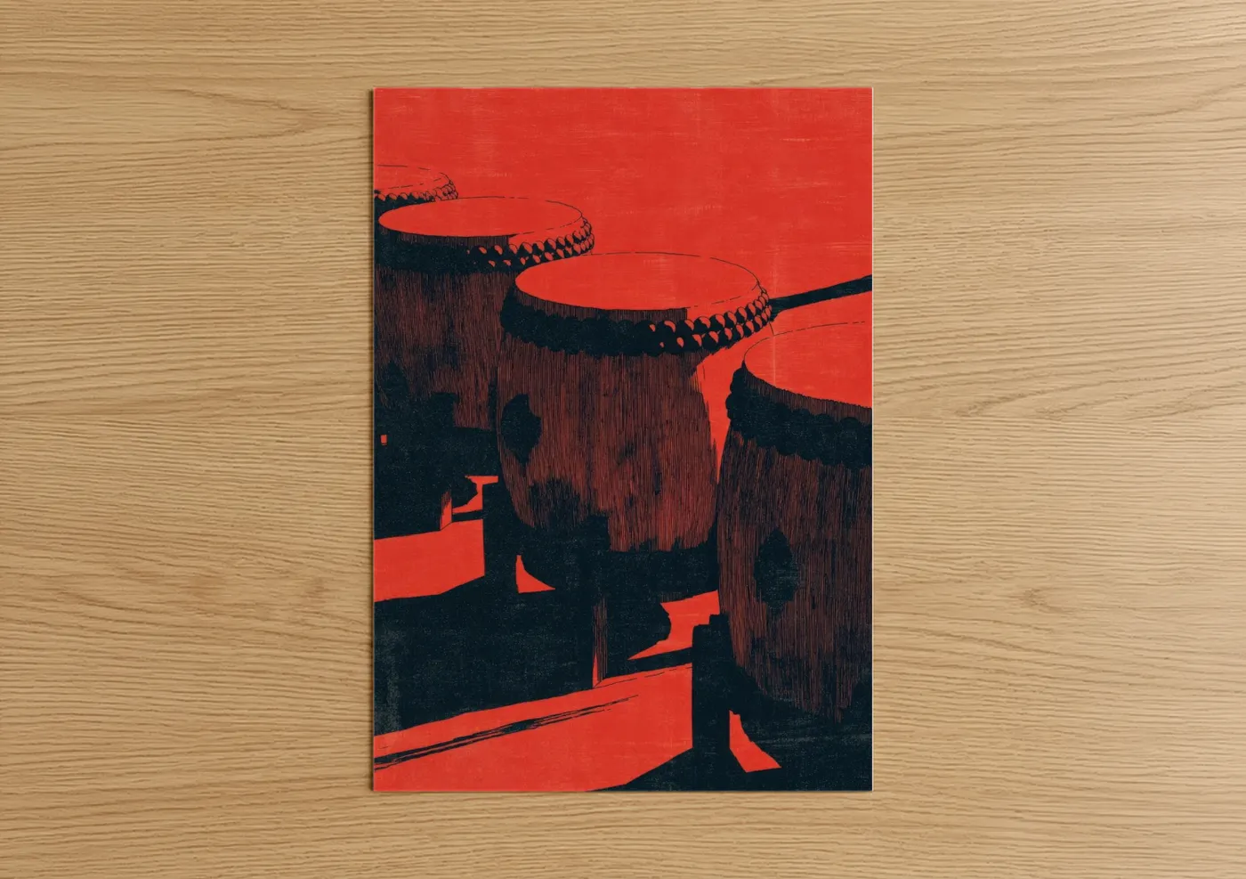 Crimson Drums Abstract Music Wall Art