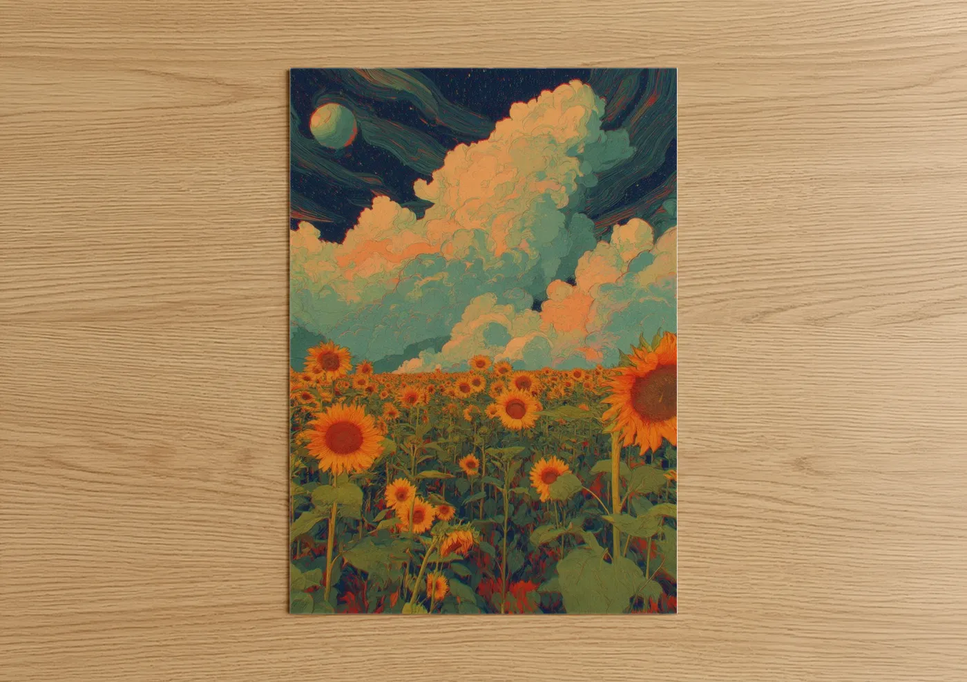 Dreamscape Sunflower Field Starry Night Wall Art