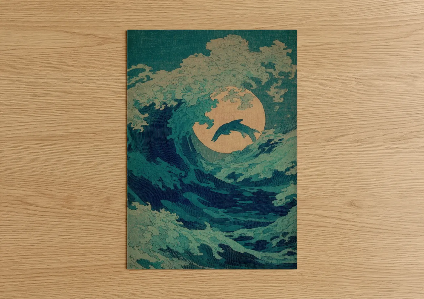 Moonlit Wahoo Fish Japanese Wall Art