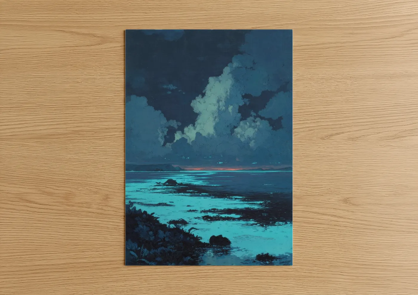 Luminous Seascape Night Ocean Artwork Wall Art