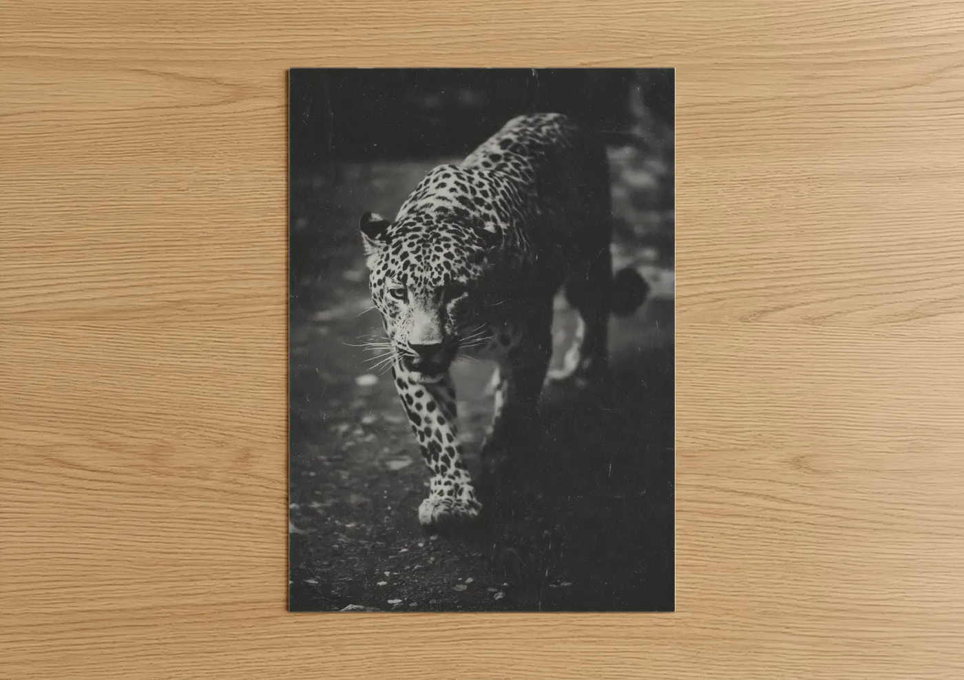 Stalking Leopard Black and White Wall Art