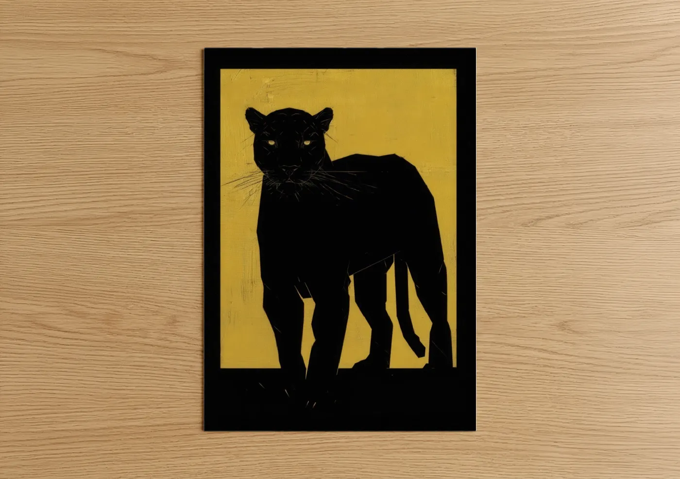 Black Panther Golden Yellow Minimalist Wall Art