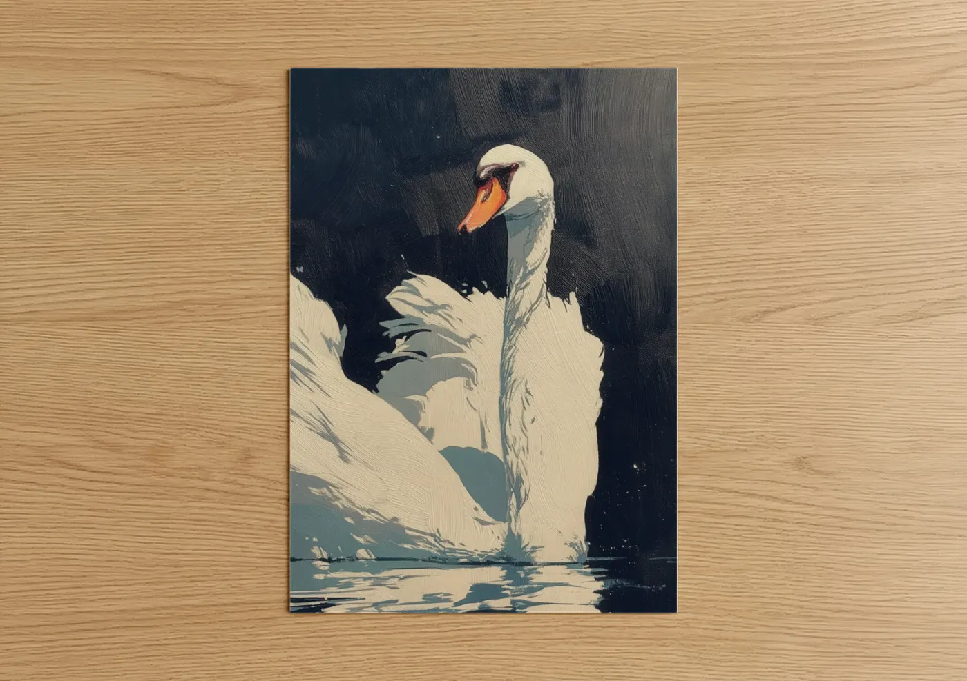 Elegant White Swan Orange Beak Wall Art