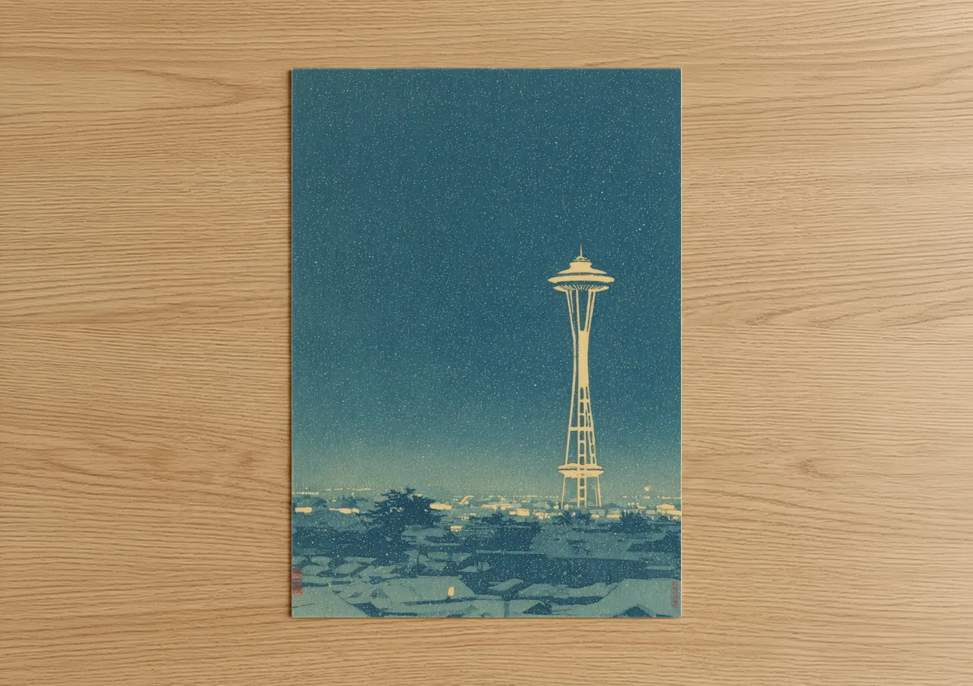 Space Needle Starry Night Seattle Skyline Wall Art