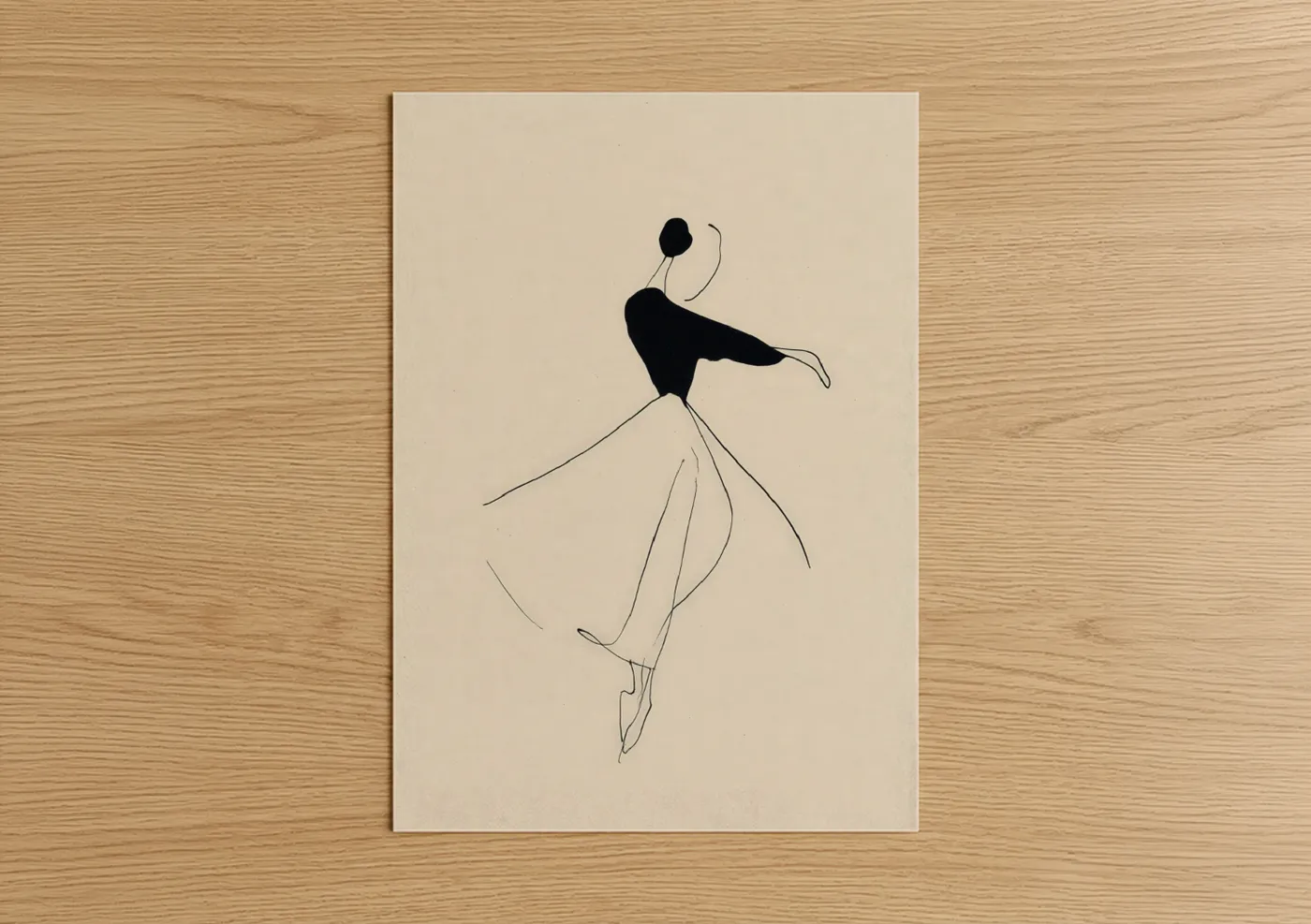 Graceful Flamenco Dancer Line Wall Art